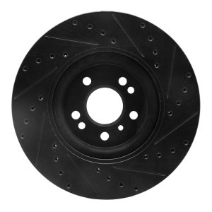 Mercedes-Benz ML350 Brake Rotor (1) - Front Left - R1 Concepts - Drilled & Slotted - Black - `06-`12